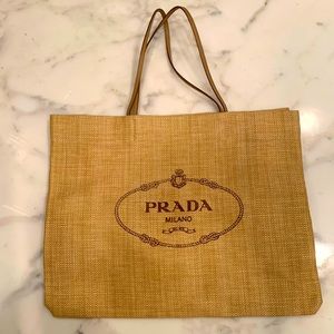 Prada shopping tote size W 19.5”, H 16, D 8”